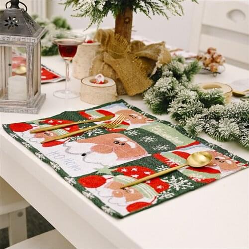 Christmas Placemats Non Slip Heat-Resistant Rectangle Holiday Table Place Mats For Dining Table Mat Xmas Table Decoration