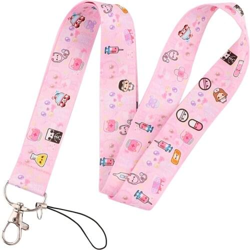 ER1076 Pink Medical Doctor Nurse Creative Lanyard Badge ID Lanyards Mobile Phone Rope Key Lanyard Neck Straps Accessories