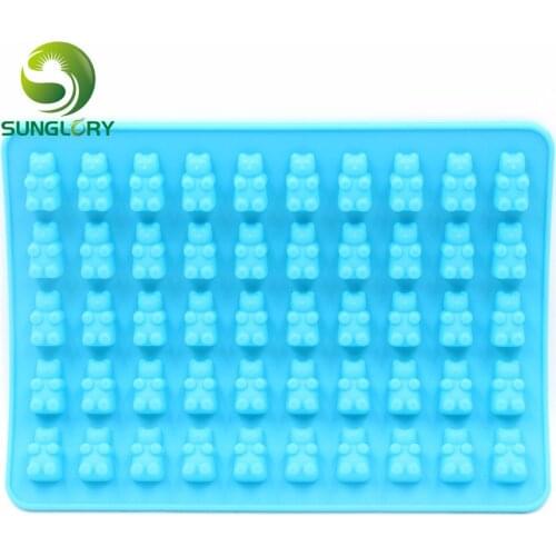 50 Little Bear DIY Chocolate Silicone Mold Kitchen Bakeware Small Pastry Baking Pad Including 1PC Dropper Cake Decorating Tools