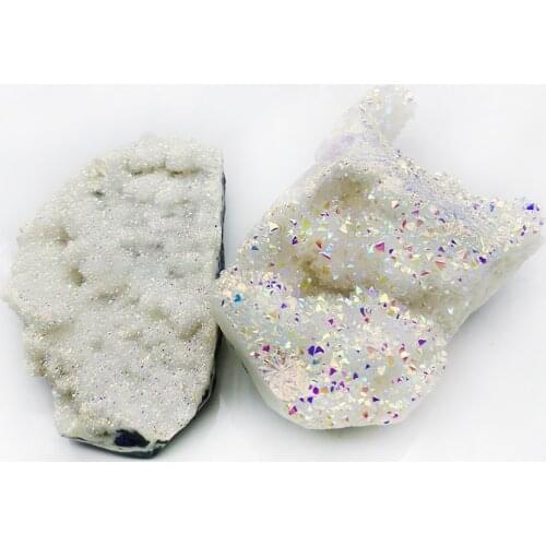 Pretty Rainbow Aura Quartz Titanium Crystal Cluster White Crystal Cluster Reiki Healing Lemurian Seed Prism Charms Home Decora