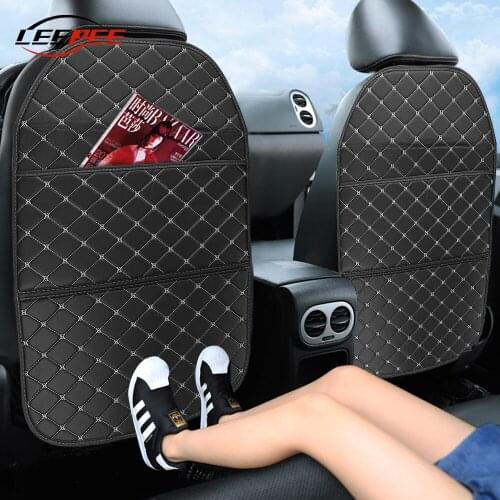 LEEPEE Car Storage Bag Seat Back Protector Anti Kick Dirt-proof Pad Collection Style PU Leather Accessories Interior Universal