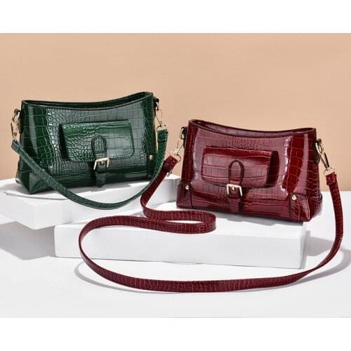 PU Leather Portable Handbag Flap Shoulder Bags Ladies Designer Luxurious Bags Fashion Crocodile Pattern Crossbody Bag For Women