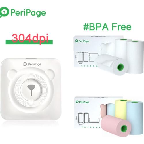 PeriPage A6 304dpi HD Thermal Photo Printer Cute Mini Pocket Bluetooth Printer with Official Paper Label Sticker BPA Free