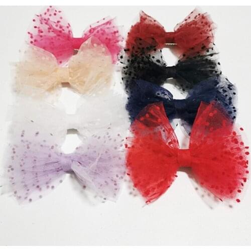 Princess Tulle Hair Bow Hair Accessories Loverly Dots Mesh Big Bow Hairpins Fashion Kids Girls Hair Clips