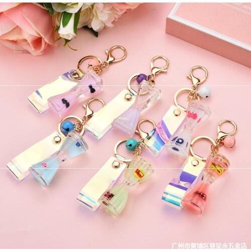 Funnel Quicksand Floating Ocean Doll Keychain Hourglass Liquid Into Oil Waist Drifting Bottle Couple Holiday Gift Bag Pendant