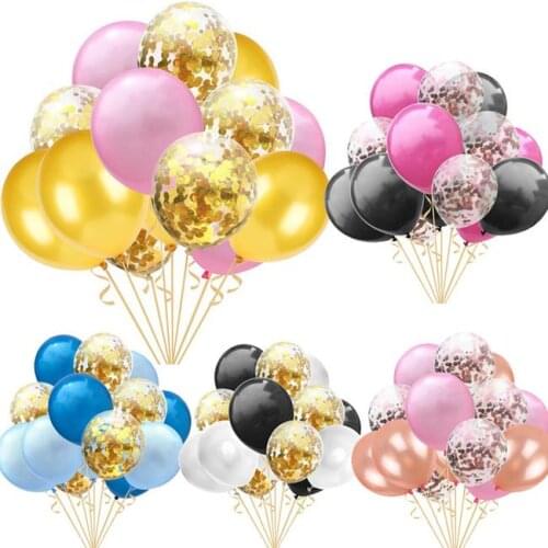 Confetti Balloon 15pcs/set Rose Gold Solid Color Latex Helium Balloons Set Christmas Party Balloon Party Supplies Decoration