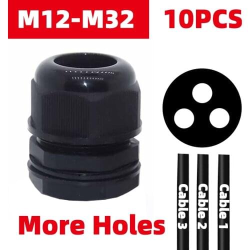 Waterproof Cable Gland 10Pcs Black Plastic Seal Jiont M8 M10 M12 M16 M20 M25 M32 IP68 White Cable Fixing Nylon Connector