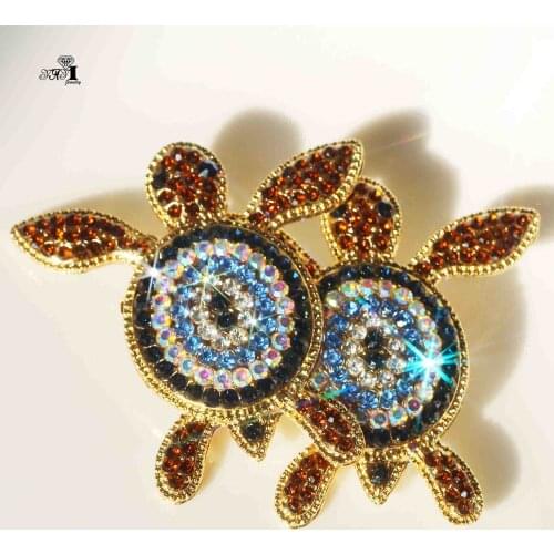 YaYi Jewelry Fashion Multi-Color Glass Huge Sea Turtles Dangle Crystal Women Ancient Silver Color Wear ear Band Tassel Earrings