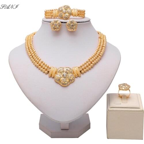 Fani 2021 Dubai gold new designer Jewelry Set Wholesale italian women costume jewelry set Fashion statement bridal jewelry set