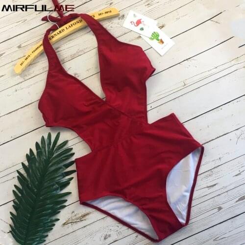 2020 One Piece Swimsuit Women Push-Up Bandage Swimwear Woman Backless Monokini Deep V Bodysuit Beach Bathing Suit Swim Biquini