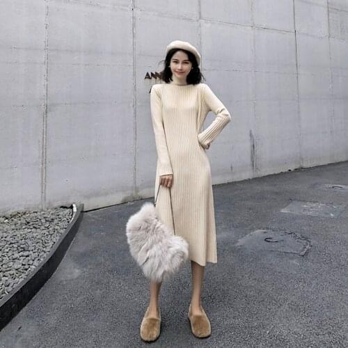 Women Long Sweater Dresses Knitted Women Bodycon Dress Autumn Fashion Party Dresses