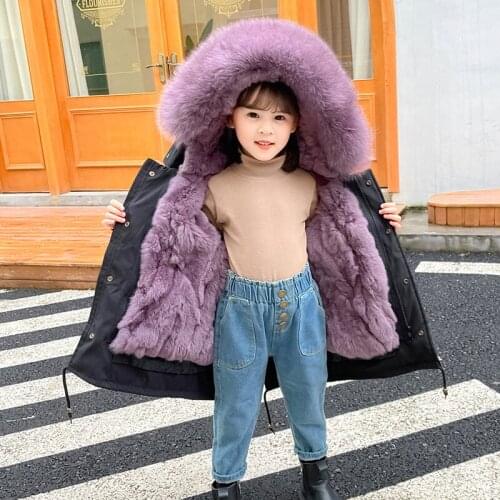 2021 Winter Fur Children Cold Coat Boy Hooded Warm Girls Jackets Outdoor Sport Boy Snowsuits Windproof Teenager Kids Ourerwear