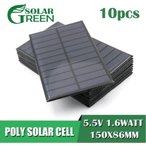 5.5V 291mA DIY Battery Power Charge 1.6Watt 1.5W Solar Panel Standard Epoxy Polycrystalline Silicon Module Mini Solar Cell toy