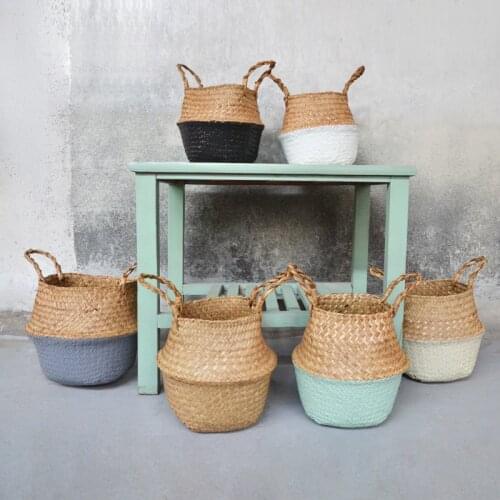 100% Hand-woven Plant Fiber Fabric Baskets Woven Basket Basket Storage Use for Storage or For Potted Plants