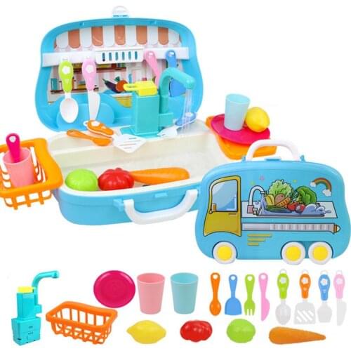 17PCS Kids Kitchen Pretend Play Toy Plastic Sink Wash Basin Food Early Educational Pretend Toys For Children Gift