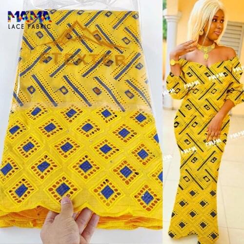 2.5 Yards 2021 High Quality Swiss Voile Lace in Switzerland Cotton Dry Lace For Nigerian Guinea Evening Party Stone Dry Material