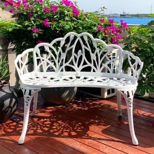 Loveseats cast aluminum leisure patio benches path chair for outdoor furniture decor rust proof ( white )
