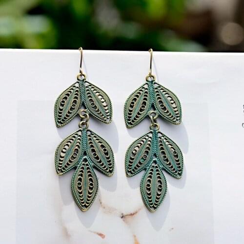 2019 Fashion Women Gypsy Leaf Jhumka Earrings Tibetan Jewelry Oorbellen Ethnic Gypsy Boho Plant Hippie Indian Jewelry