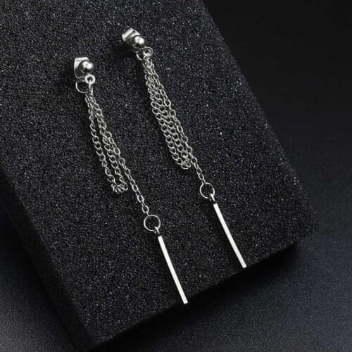 2021 Simple Long Earring Minimalist Fashion Silver Color Tassel Chain Statement Earrings For Women Korean Joker Ear Jewelry Gift