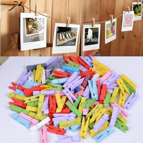 25/50Pcs Mini Heart Love Wooden Clothes Photo Paper Peg Pin Clothespin Craft Flower Postcard Clips Home Wedding Decoration