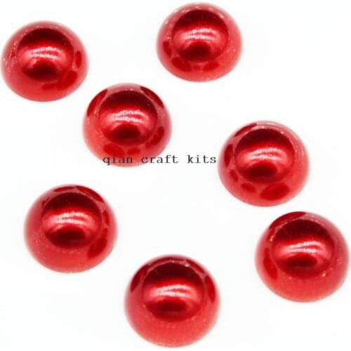 250pcs 20mm big Ruby RED HaLF PEARLS Decoden Flatback Cabochons, ABS Pearl Rhinestone Cabochons, Cellphone Deco