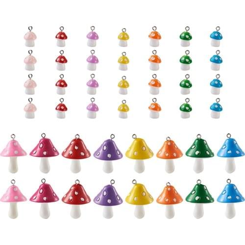 30pcs/set Mixed Color Mushroom Resin Charms Pendants For DIY Earrings Keychain Bracelet Jewelry Making Accessories Gift