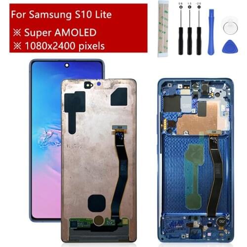 AMOLED For Samsung S10 lite LCD Display Touch Screen Digitizer Assembly Wtih Frame SM-G770F/DS SM-G770F LCD Replacment Parts