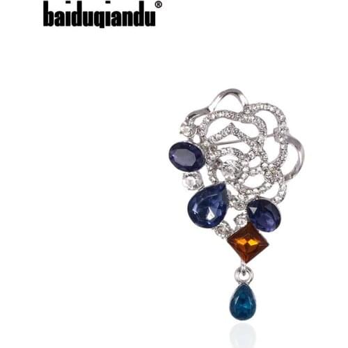 Baiduqiandu Colorful Pendent Water-drop Rhinestone Unique Design Women Bridal Party Jewelry Mujer Bijoux Gift