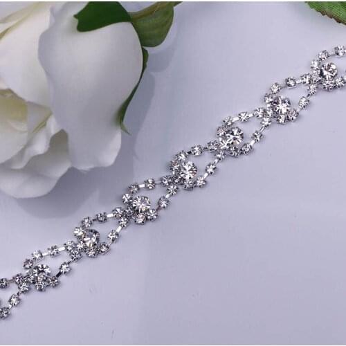 Free Shipping 5yards Rhinestone crystal Chain Bridal Sash Rhinestone Applique, Wedding Applique,Rhinestone Trimming LSRT026
