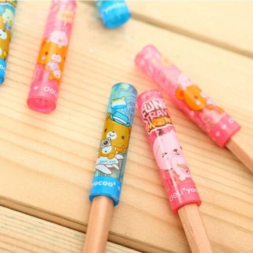 Deli 0505 kids Pencil Protective Cover Pen Cap Pencil Extender Protective Cap Pencil Cap Pen Grip Pencil Topper