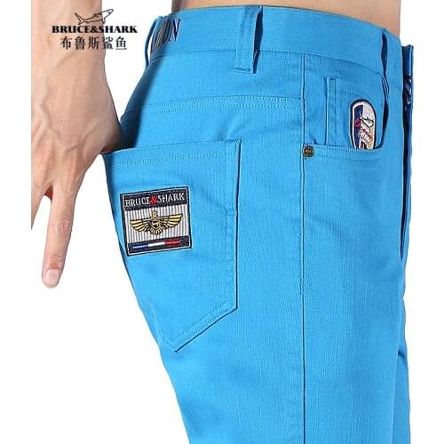 Men Jeans Bruce& Shark Straight Leg Four Season Casual Fashion Youth Trend Stretch Cotton Top quality мужские джинс Italy Stlye