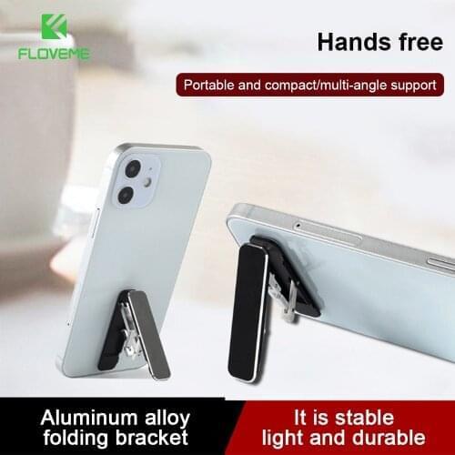 FLOVEME Universal Mini Portable Mobile Phone Holder Aluminum Alloy Folding Compact Support Frame Rear Case Back Paste Holder
