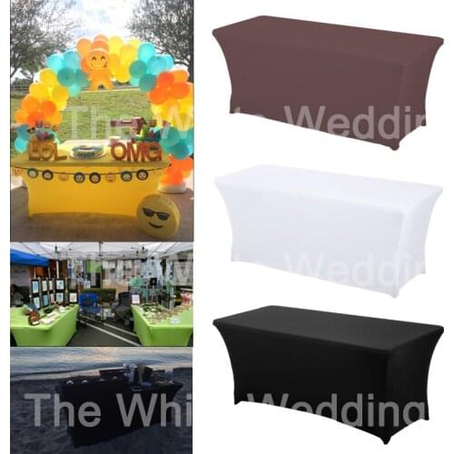 HAORUI 6pcs Rectangular Table Cover, Spandex Fabric banquet Tablecloth,Stretch Bar Bistro Wedding Decorations Accept Customize