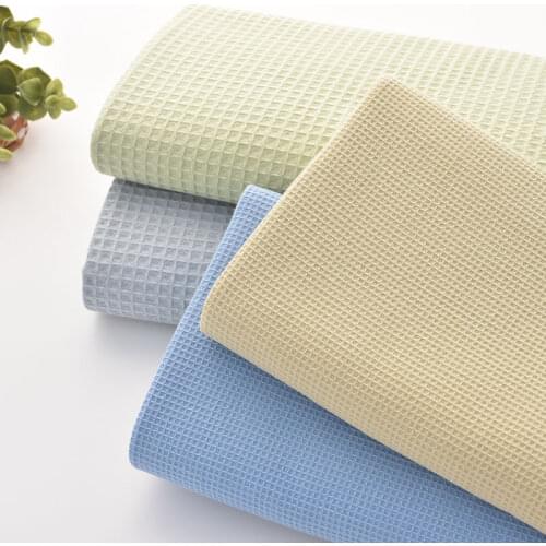 50*110cm Cotton Yarn-dyed Solid Color Waffle Fabric Clothes Childrens Pajamas Handmade DIY Fabric