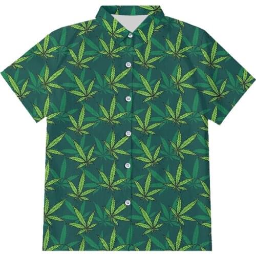 IFPD EU/US Size 3d Maple Green Leaf Button Shirts Fashion Men Women Plant 3d Print Shirt Summer Harajuku Plus Size Streetwear