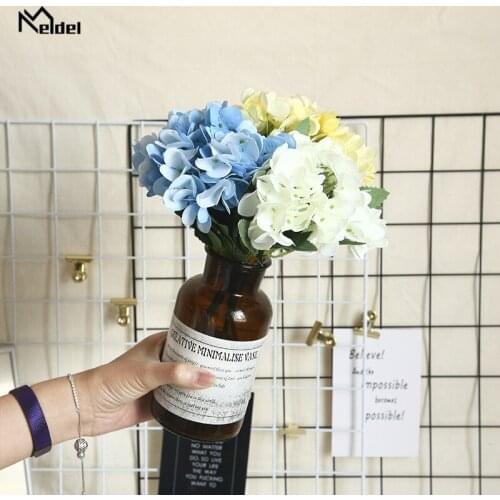 5 Branches Fake Artificial Flowers White Hydrangea Silk Flowers Bunch Wedding Party Home Garden Spring Decor Imitation Flowers