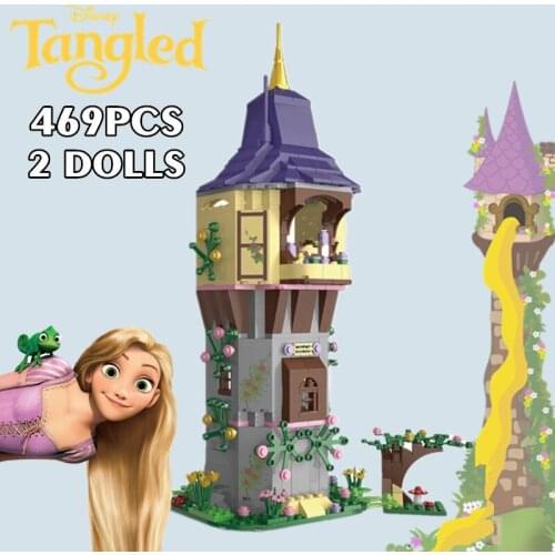 New 469PCS Disney Princess Castle Rapunzels Tower Tangled Friends Building Blocks Bricks Childrens Birthday Toy Gift Kid Girls