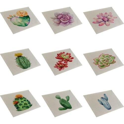 Fashion Print Rectangle Cotton Linen Western Style Table Pad Cut Mats Placemat for Dinner KitchenTable 40x30cm Fleshiness