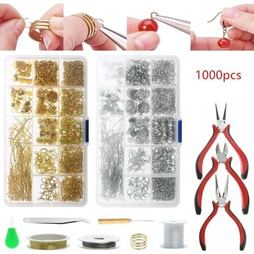 1000pcs Jewellery Beading Making Kit DIY Bracelet Necklace Earrings Craft Supplies Wire Pliers Tools Set Jewelry Repair