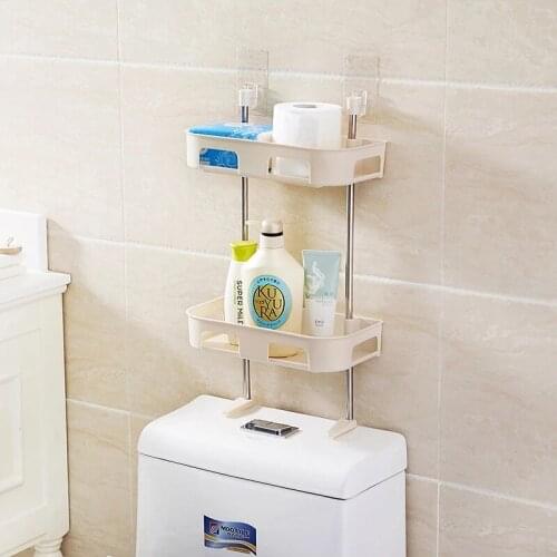 Wall-Mounted Non-Perforated Household Multi-Layer Bathroom Supplies Sundries Storage Box Kitchen Storage Rack Plastic Tissue Box