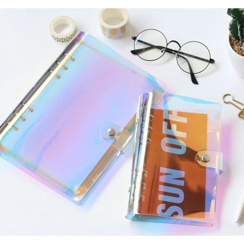 New A6 A5 PVC Creative Laser Binder Loose Notebook Diary Loose Leaf Note Book Paper Planner Stationery Gifts School Office