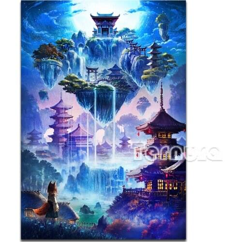 New diamond embroidery Fantasy game scene Sky City mosaic diamond paintings full square round drill stitch cross rhinestone art