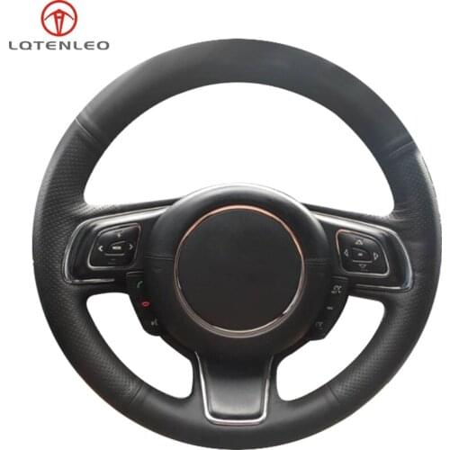 LQTENLEO Black Artificial Leather Hand Car Steering Wheel Cover For Jaguar XJ XJL 2010 2011 2012 2013 2014 2015 2016 2017 2018