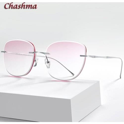 Oversize Square Glasses Women Eyeglasses Frames Rimless Colored Prescription Glass Diamonds Anti Blue Ray Anti Resistance Lens