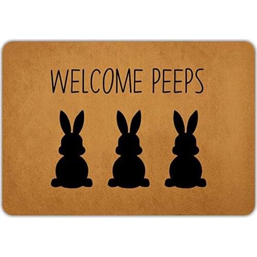 Easter Rabbits Decorative Doormat Front Door Mat Welcome Peeps Seasonal Spring Easter Holiday Low-Profile Floor Mat Switch Mat f