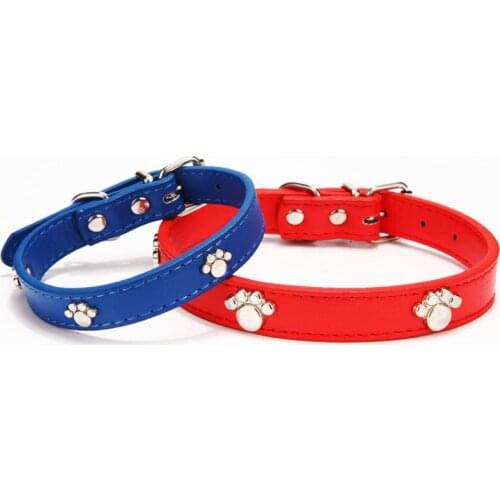 Small and Medium-sized Dogs Dog Belt Cute Paw Print Collar PU Leather Pet Supplies Cat Collar Dog Accessories Fashion