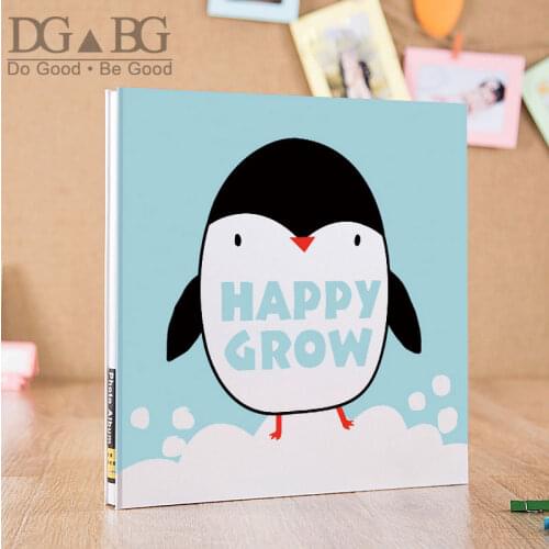 Happy Grow Photo Albums Self Stick Penguin Baby Scrapbook Magnetic Sheet 4x6 5x7 8x10 Family Travel Memory Book Portfolio Gift