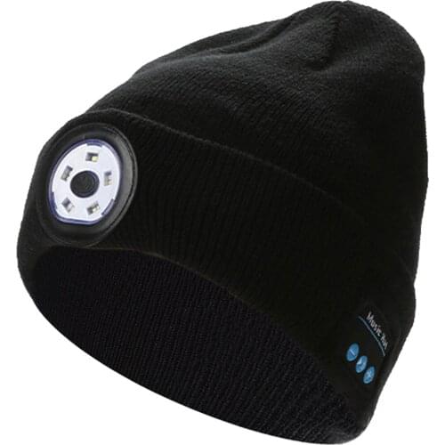 Bluetooth LEDLighted Beanie Cap Hip Hop Men Women Knit Hat With Headphone Music USB Rechargeable Lighted Cap For Running Hiking