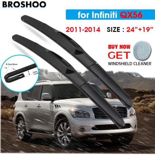 Car Wiper Blade For Infiniti QX56 24"+19" 2011-2014 Auto Windscreen Windshield Wipers Blades Window Wash Fit U Hook Arms