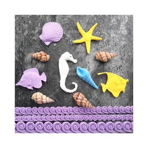 Starfish Hippocampus Ocean Series Silicone Mold Fondant Mould Cake Decorating Tool Chocolate, Gumpastes Mold, Sugarcraft